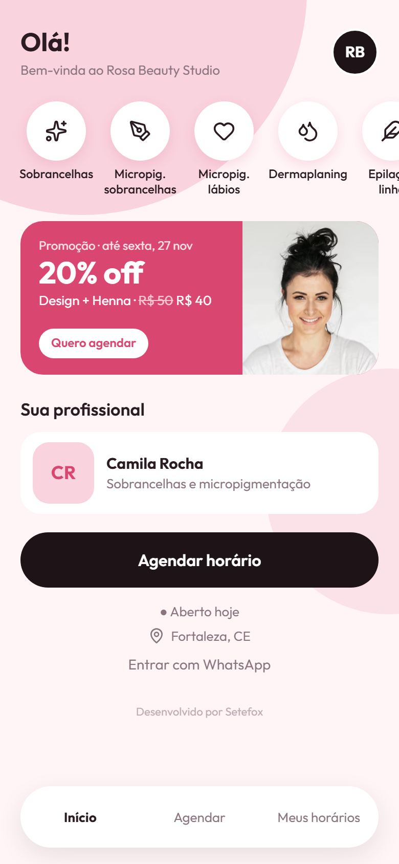 Tela do modelo Rosé Suave